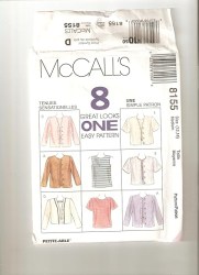8155  MCCALLS 8 GR8 TOPS SLEEVES OR NOT, JACKET PATTERN 5 SZS XS-XL CHOICE